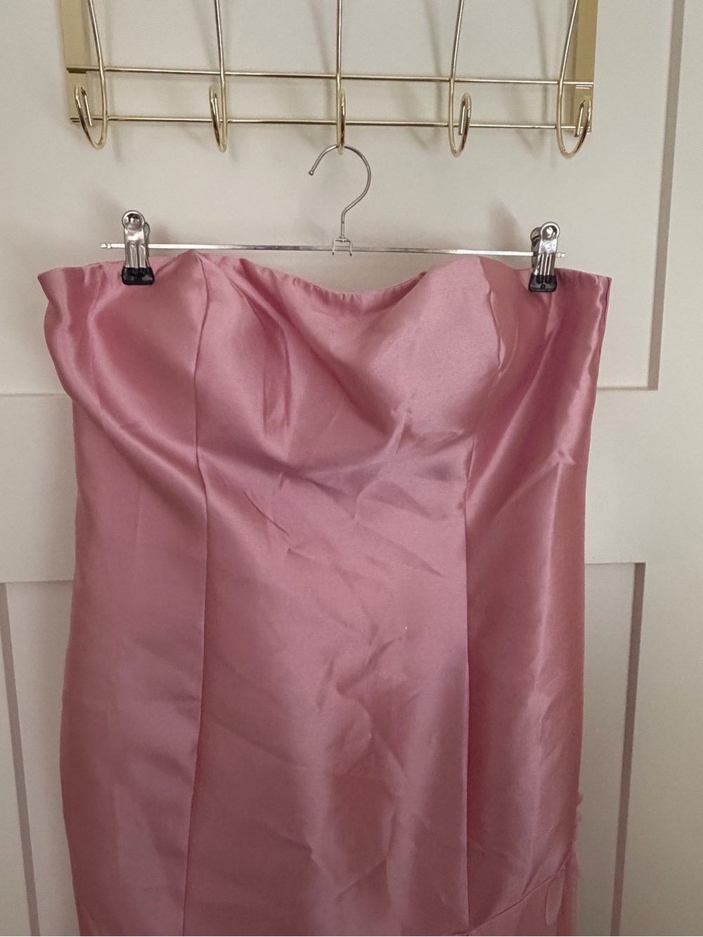 Fashion Nova Strapless Satin & Tulle Pink Floral Gown - Picture 7 of 12